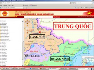 Bản đồ vùng biên giới Lạng Sơn, Quảng Ninh và Trung Quốc - RFA photo from gis.chinhphu.vn