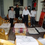 Đại tướng Võ Nguyên Giáp cùng Phu nhân Đặng Bích Hà và các con Võ Hồng Anh, Võ Hồng Nam đánh giá tác phẩm ký họa Đại tướng