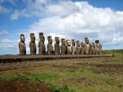 Đảo Phục Sinh (Easter Island, còn gọi là Rapa Nui) nằm ở đông nam Thái Bình Dương vốn nổi tiếng về các tác phẩm điêu khắc đá khổng lồ có tên là moai. Hình: Wikipedia Commons