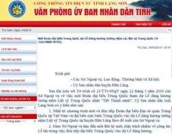 (Hình chụp trang web của UBND tỉnh Lạng Sơn yêu cầu huyện Hữu Lũng chuẩn bị đón tiếp đoàn Đại biểu Đại sứ quán Trung Quốc tham dự Lễ dâng hương tưởng niệm Liệt sĩ Trung Quốc nhân “Tiết Thanh minh”. Hình RFA chụp từ website) 