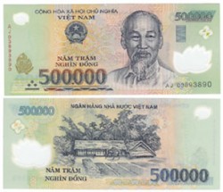 Tiền polymer mệnh giá 500.000 đồng. Photo courtesy of wikipedia