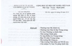 Lá đơn tố cáo ông Vũ Văn Hiến vi phạm nghiêm trọng pháp luật và điều lệ Đảng Cộng sản VN do Văn phòng luật sư Vì Dân đứng đơn. Hình do thính giả gửi RFA