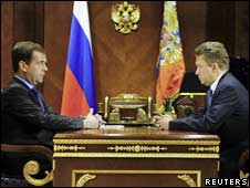 Tổng thống Dmitry Medvedev và Tổng giám đốc Gazprom Alex Millers