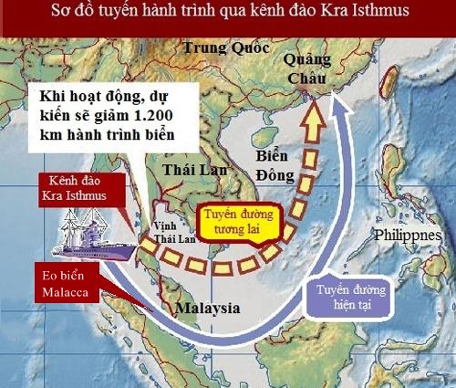 Tuyến đường biển dự kiến qua kênh đào Kra Isthmus. Đồ họa: Ifeng